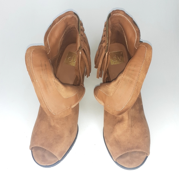 DV by Dolce Vita Boho Suede Peep Toe Fringe Booty - Picture 6 of 15